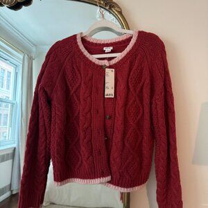 Brand New Women's Kimchi Blue Maroon Knit Cardigan size XS with tags
